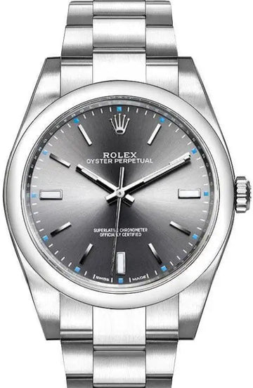 Rolex Steel Oyster Perpetual 39  - Dark Rhodium Index Dial - 114300 drio