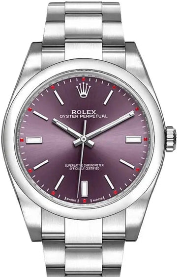 Rolex Steel Oyster Perpetual 39  - Red Grape Index Dial - 114300 rgio