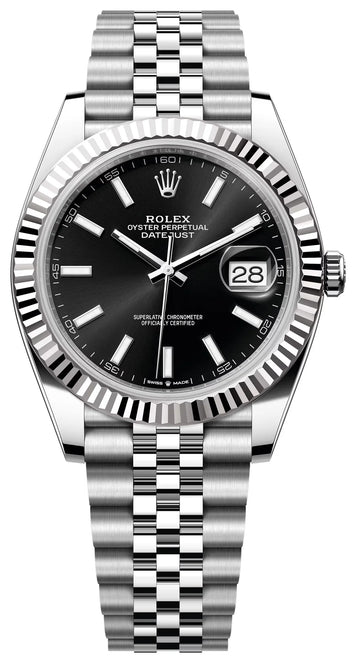 Rolex Steel and White Gold Rolesor Datejust 41  - Black Index Dial - Jubilee Bracelet - 126334