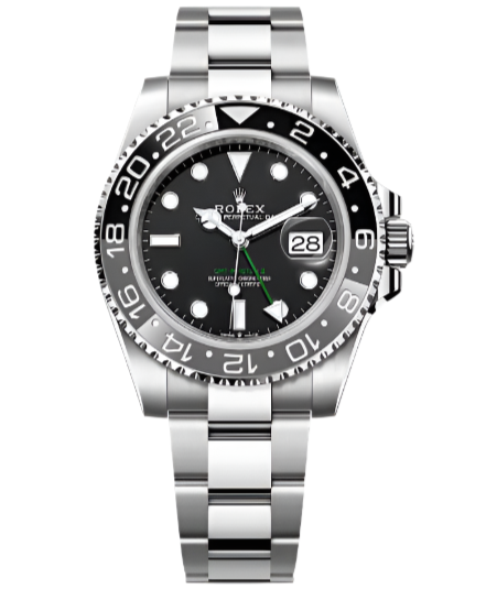 Rolex Steel GMT-Master II 40 Watch - Black And Grey Bruce Wayne Bezel - Black Dial - Oyster Bracelet - 126710GRNR