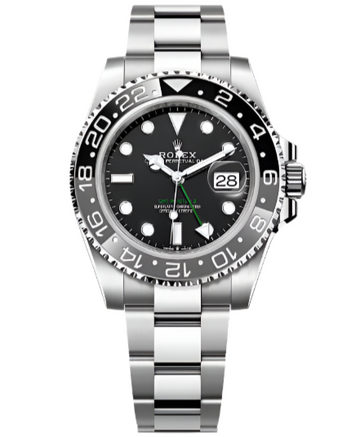 Rolex Steel GMT-Master II 40 Watch - Black And Grey Bruce Wayne Bezel - Black Dial - Oyster Bracelet - 126710GRNR