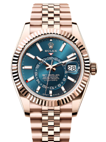 Rolex Sky Dweller 42 Blue Dial Rose Gold Jubilee Mens Watch 336935