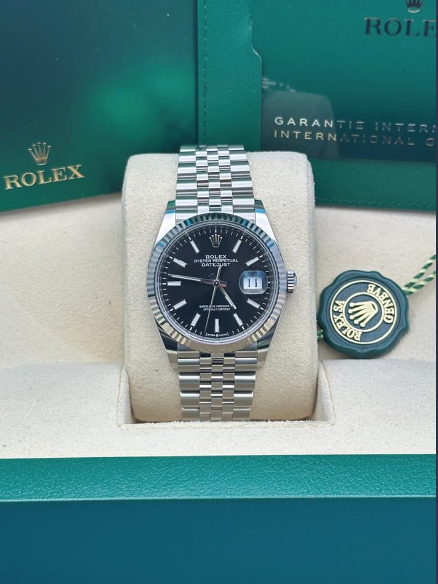 Rolex Steel Datejust 36  - Black Index Dial - Jubilee Bracelet - 126234 bkij