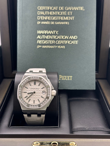 Audemars Royal Oak Piguet White Dial Leather Strap 67540SK