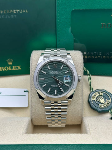 Rolex Datejust Green Motif Dial Jubilee Bracelet 126300