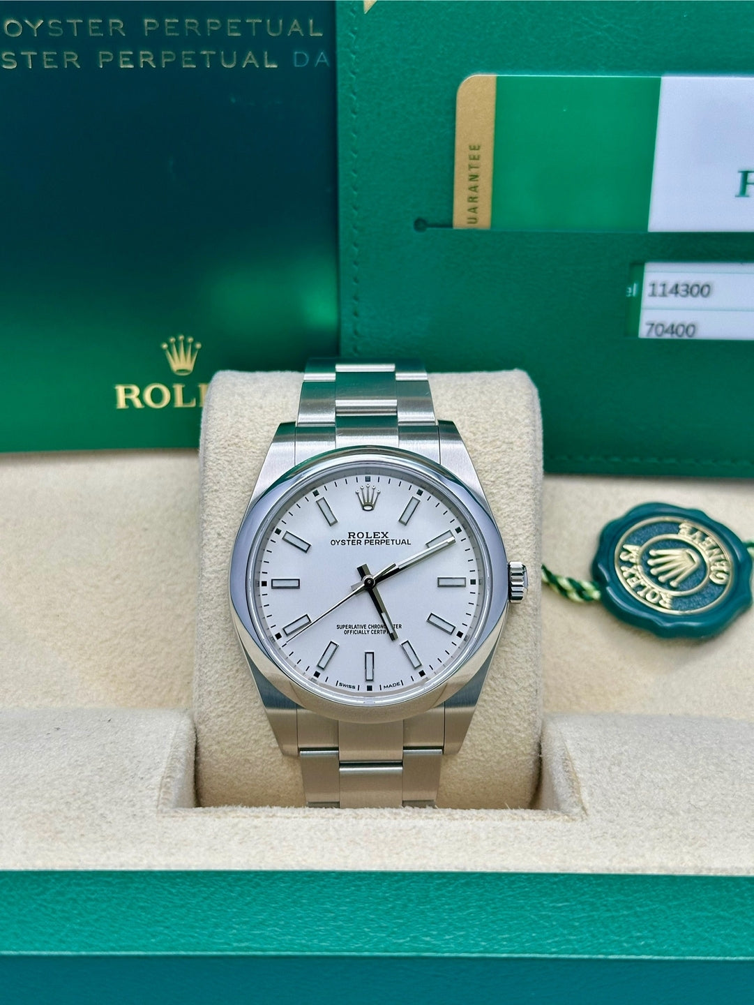 Rolex Oyster Perpetual 39  - White Index Dial - Oyster Bracelet - 114300Wh
