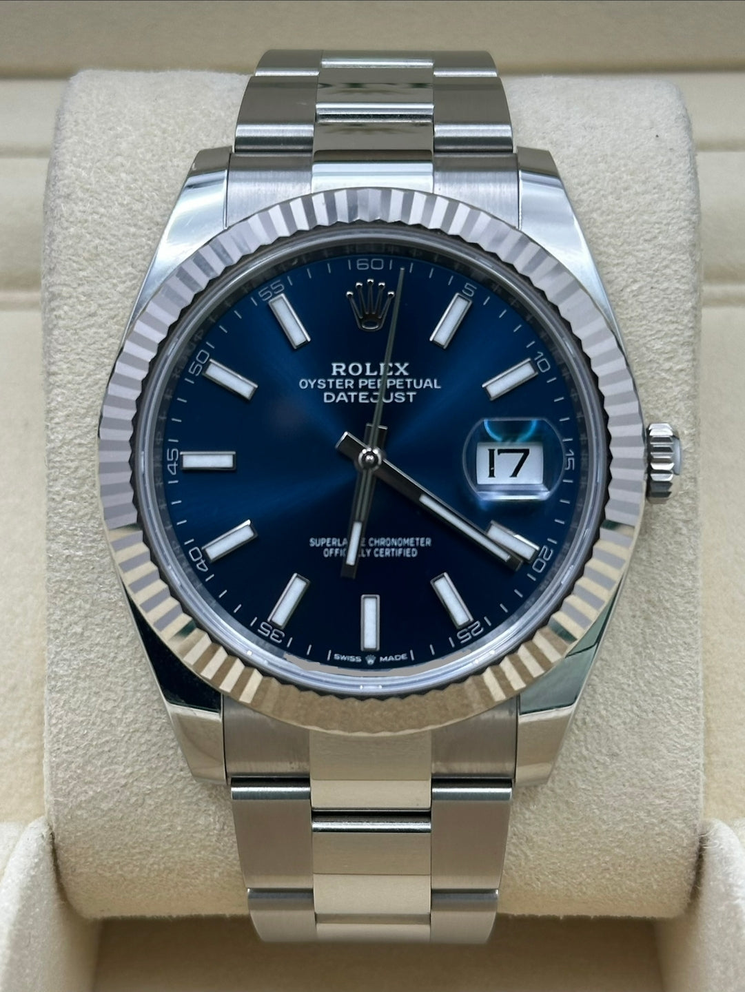 Rolex Datejust 41 126334, 2023, blue index dial, Oyster bracelet