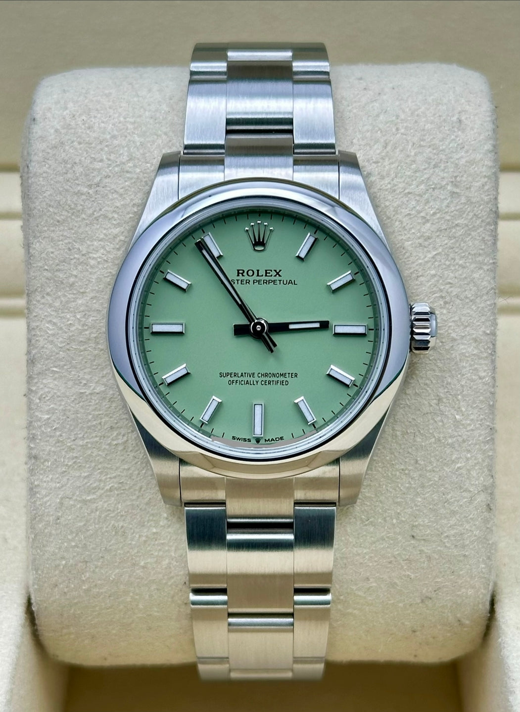 Rolex Oyster Perpetual 31 277200, 2025, pistachio dial, Oyster bracelet