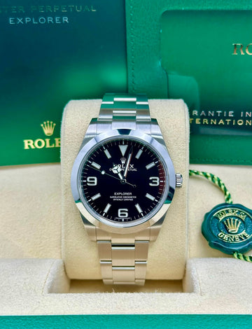 Rolex Explorer 214270, 2022, black dial, Oyster bracelet