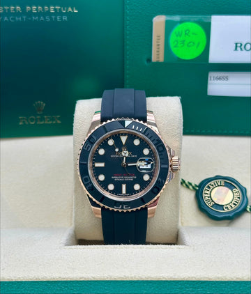 Rolex Yacht Master Black Dial Oysterflex Bracelet 116655