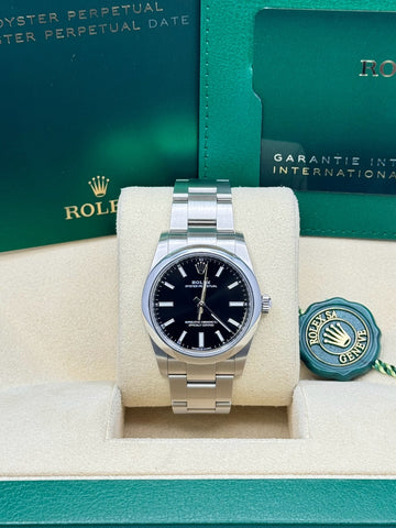 Rolex Oyster Perpetual 34 124200, 2025, black dial, Oyster bracelet