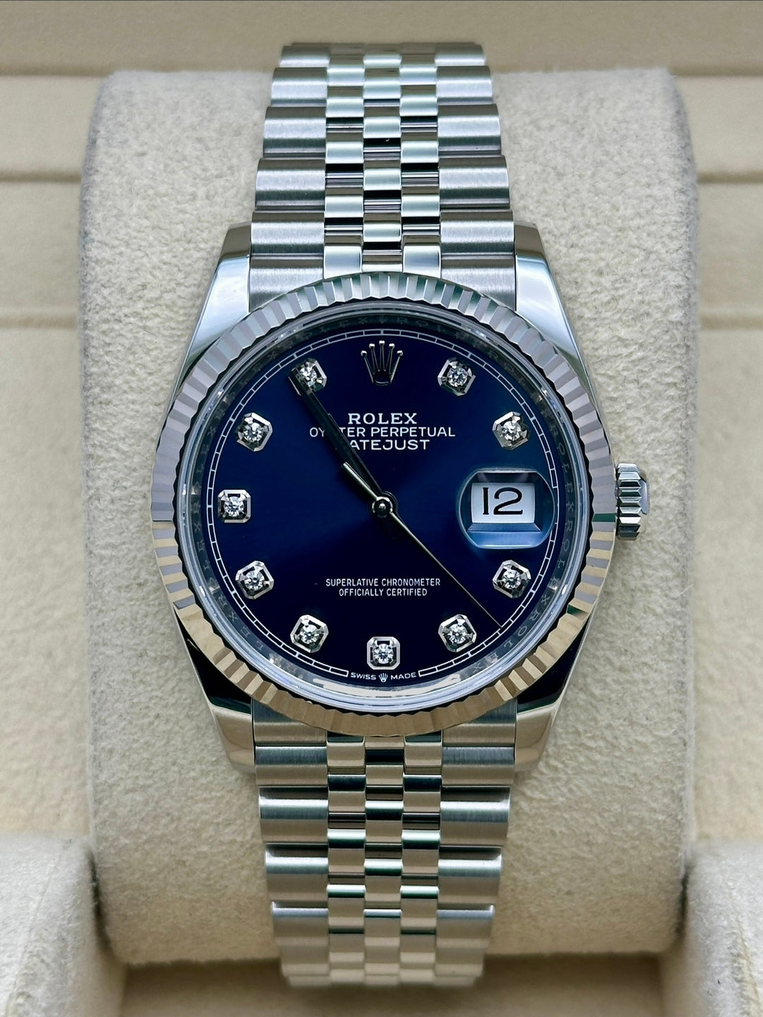 Rolex Datejust 36 126234, 2024, blue diamond dial, Jubilee bracelet