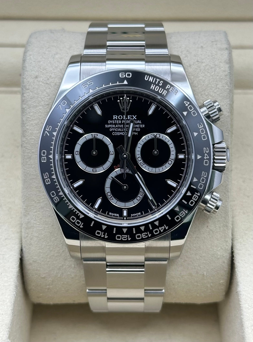 Rolex Daytona 126500LN, 2025, black dial, Oyster bracelet