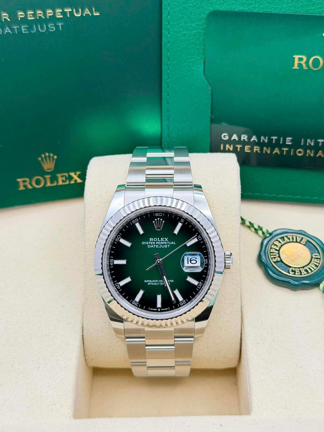 Rolex Steel and White Gold Rolesor Datejust 41  - Green Ombré Dial - Oyster Bracelet - 126334