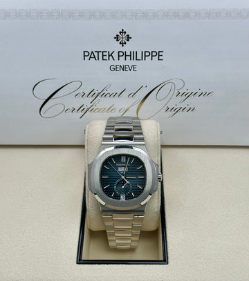 Patek Philippe Blue Nautilus Annual Calendar Dial Metal Bracelet 5726/1A-014