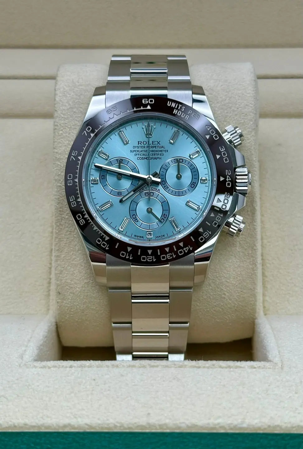 Rolex Daytona 40 116506, 2020, ice blue diamond dial, Oyster bracelet