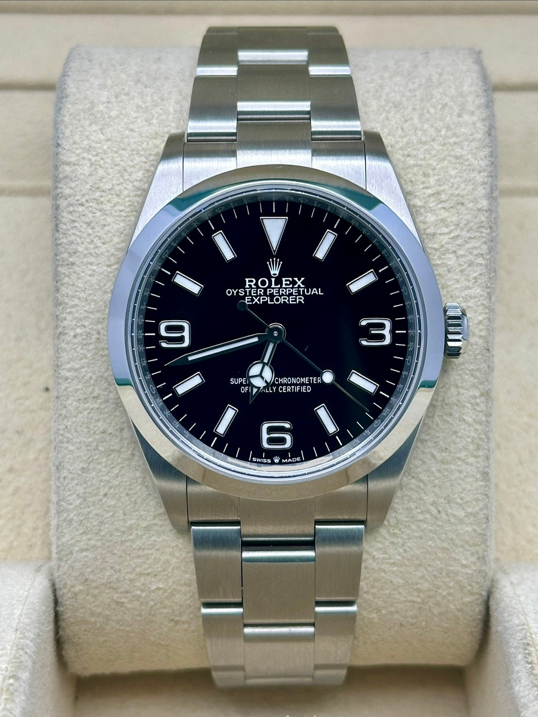 Rolex Explorer 124270, 2024, black dial, Oyster bracelet