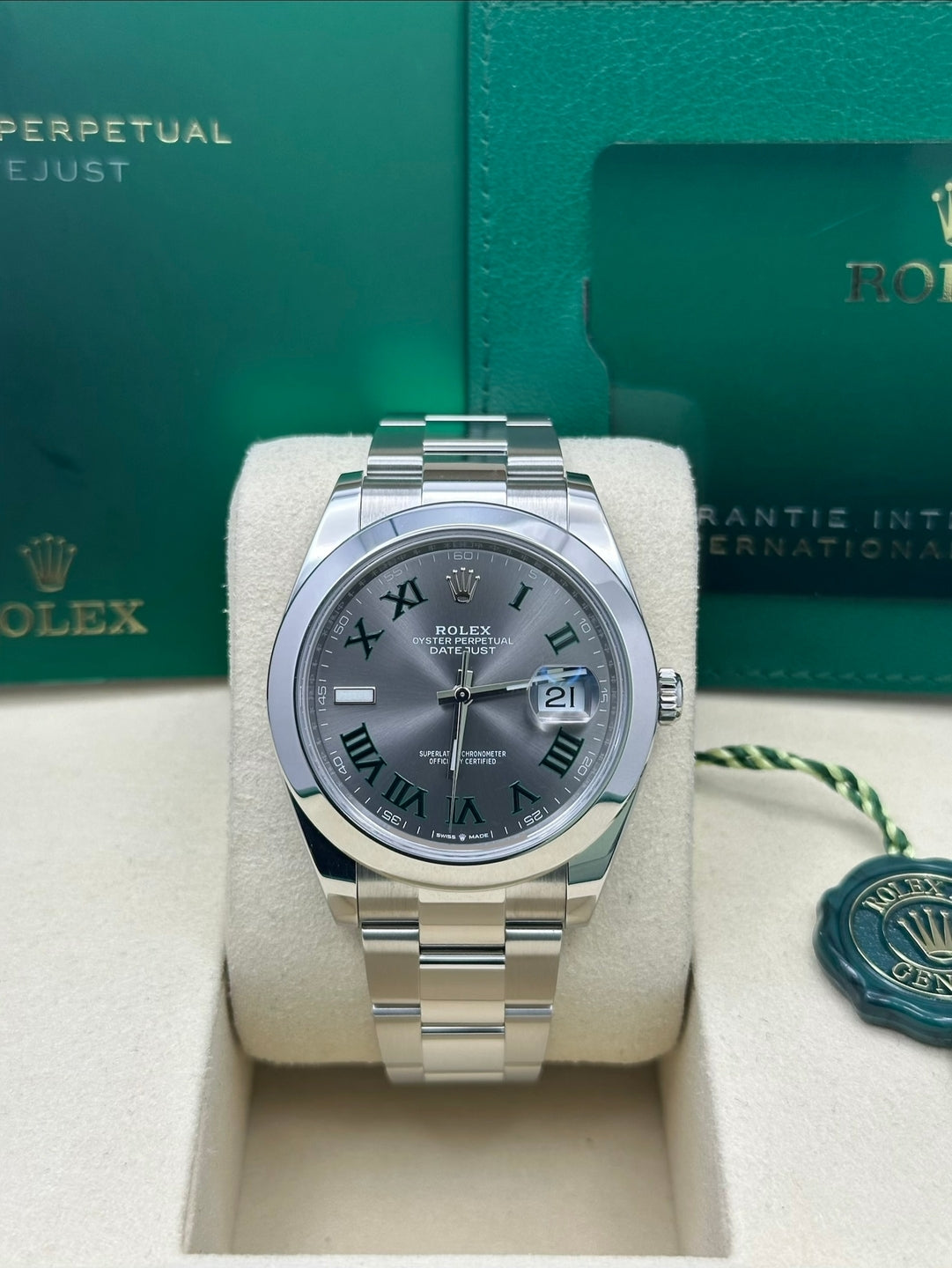 Rolex Datejust 41 126300, 2026, Wimbledon dial, Oyster bracelet