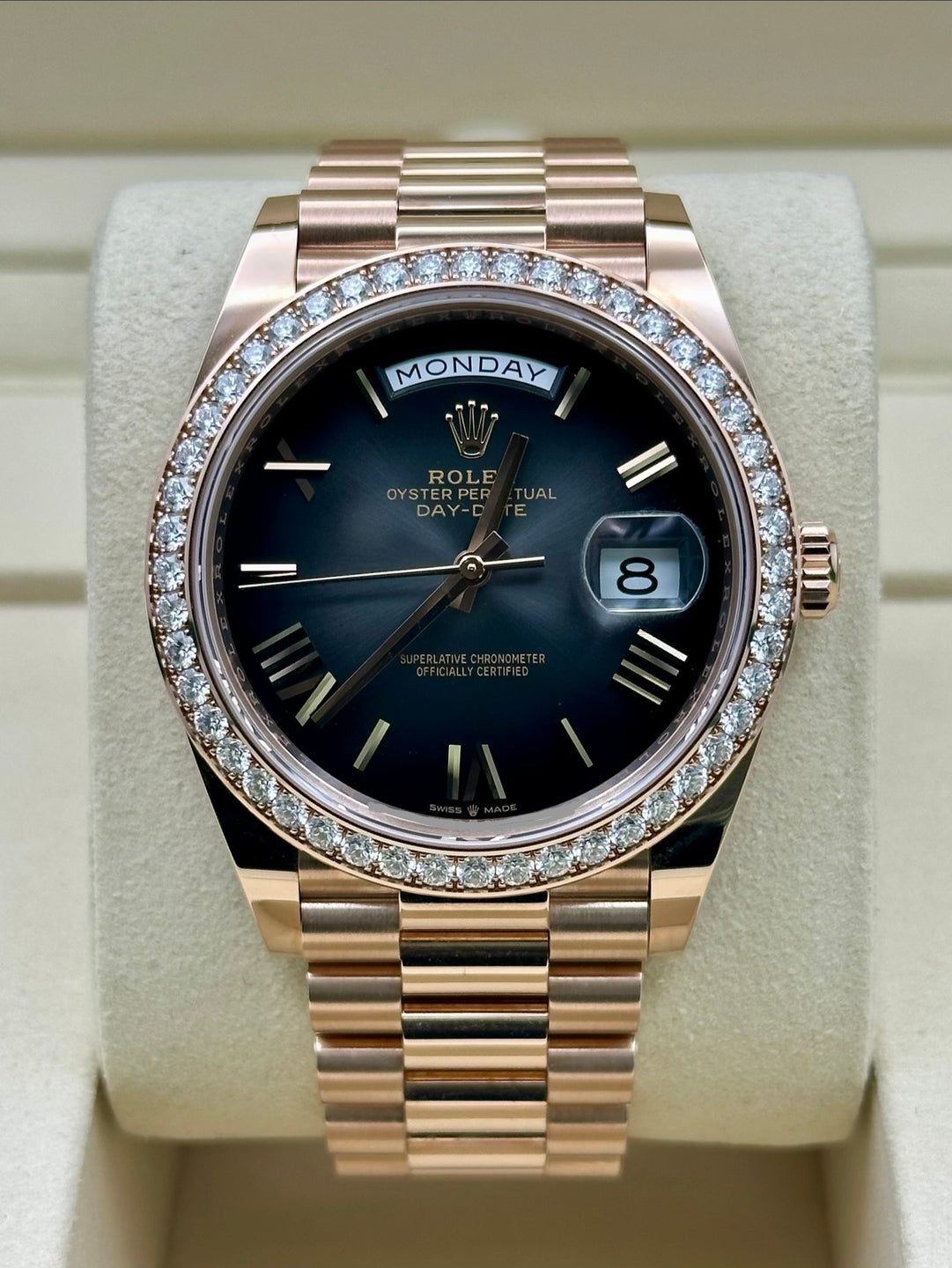 Rolex Day-Date 40 228345RBR, 2026, slate ombre dial, President bracelet