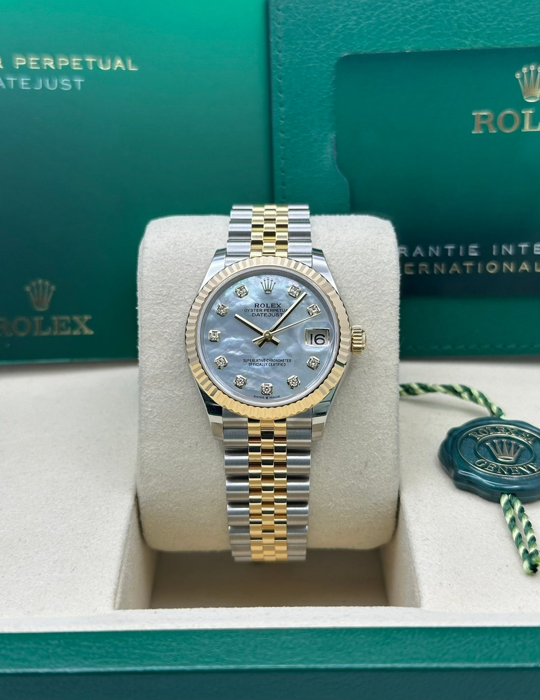 Rolex Steel and Yellow Gold Datejust 31 Watch - Fluted Bezel - Mother-of-Pearl Diamond Dial - Jubilee Bracelet - 278273 mdj