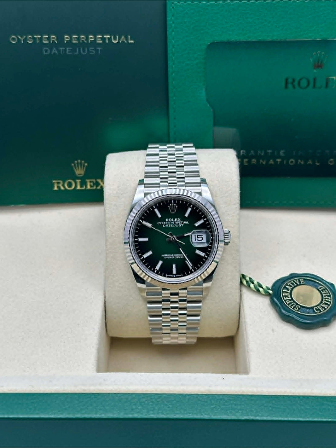 Rolex White Rolesor Datejust 36  - Green Ombré Dial - Jubilee Bracelet - 126234