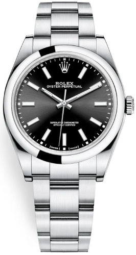 Rolex Oyster Perpetual 39 Watch - Domed Bezel - Black Index Dial - Oyster Bracelet - 114300