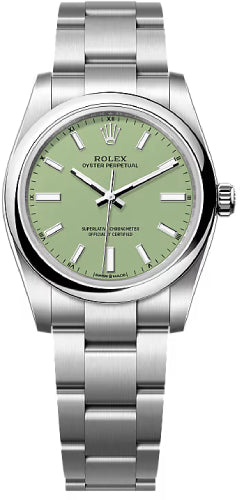 Rolex Oyster Perpetual 34 Pistachio Green Dial Oyster Bracelet - 124200 - 2025