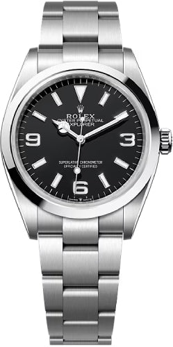 Rolex Stainless Steel Oyster Perpetual Explorer - Black Dial - Oyster Bracelet - 124270