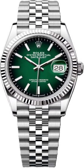 Rolex White Rolesor Datejust 36  - Green Ombré Dial - Jubilee Bracelet - 126234