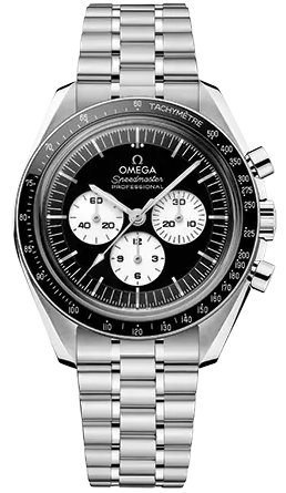 Omega Speedmaster Moon Professional Co-Axial Master Chronometer Chronograph  - 42 mm Steel Case - Reverse Panda Black Dial White Sub Dials - 310.30.42.50.01.004