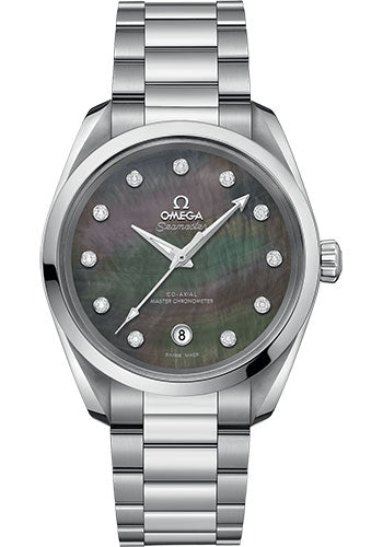 Omega Seamaster Aqua Terra 150M Co-Axial Master Chronometer Ladies Watch - 38 mm Steel Case - Tahiti Mother-Of-Pearl Diamond Dial - 220.10.38.20.57.001