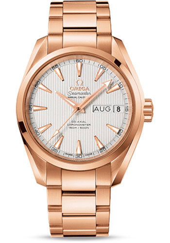 Omega Seamaster Aqua Terra Co-Axial Annual Calendar Watch - 38.5 mm Red Gold Case - Teak-Silver Dial - 231.50.39.22.02.001