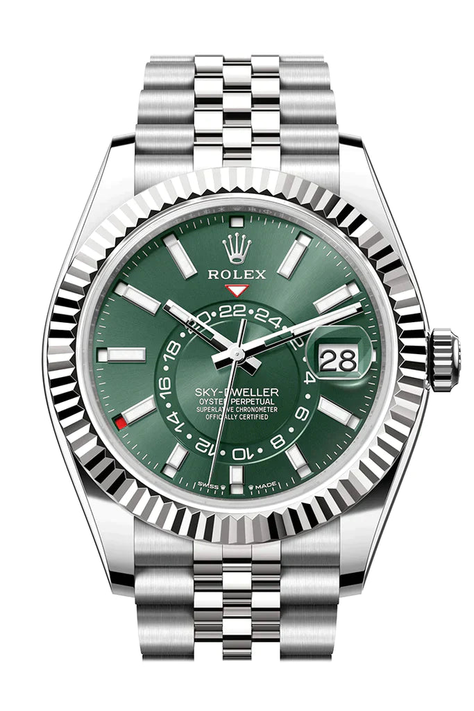 Rolex Sky Dweller 42 Mint Green Dial Stainless Steel Jubilee Mens 3369